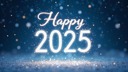 Happy New Year 2025 with sparkling lights. Concept of celebration, hope, and new beginnings.