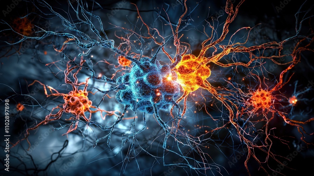 Aufkleber Neural activity visualization science and technology concept digital art abstract environment dynamic viewpoint