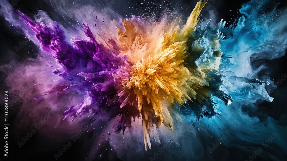 Poster vibrant explosion of colorful paint on canvas art studio abstract art creative space close-up artist