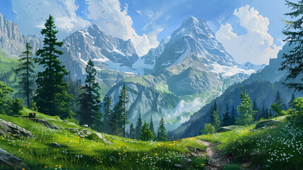 Obraz premium alpine mountain landscape
