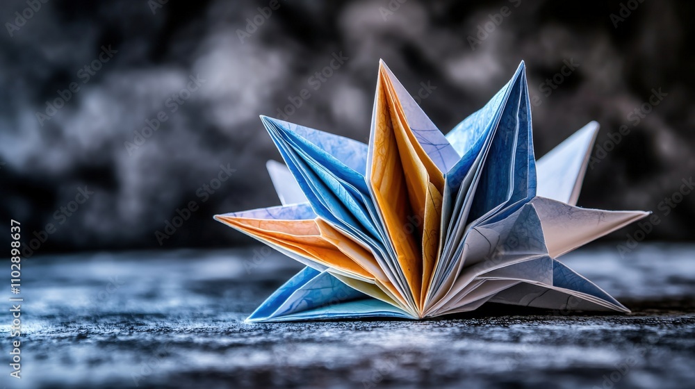 Poster creative origami creation artistic studio photography craft environment close-up view symbolizing tr