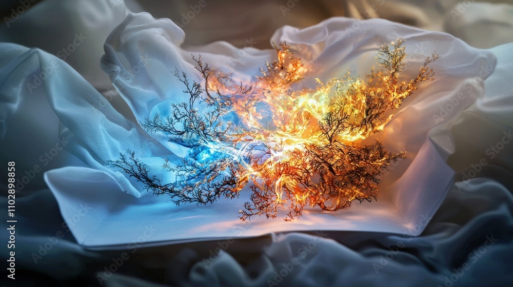 Poster invisible hands folding paper abstract scene creative art dynamic environment close-up view conceptu