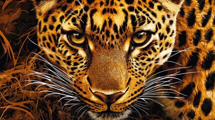 Obraz premium Fierce Leopard Spots Close-Up