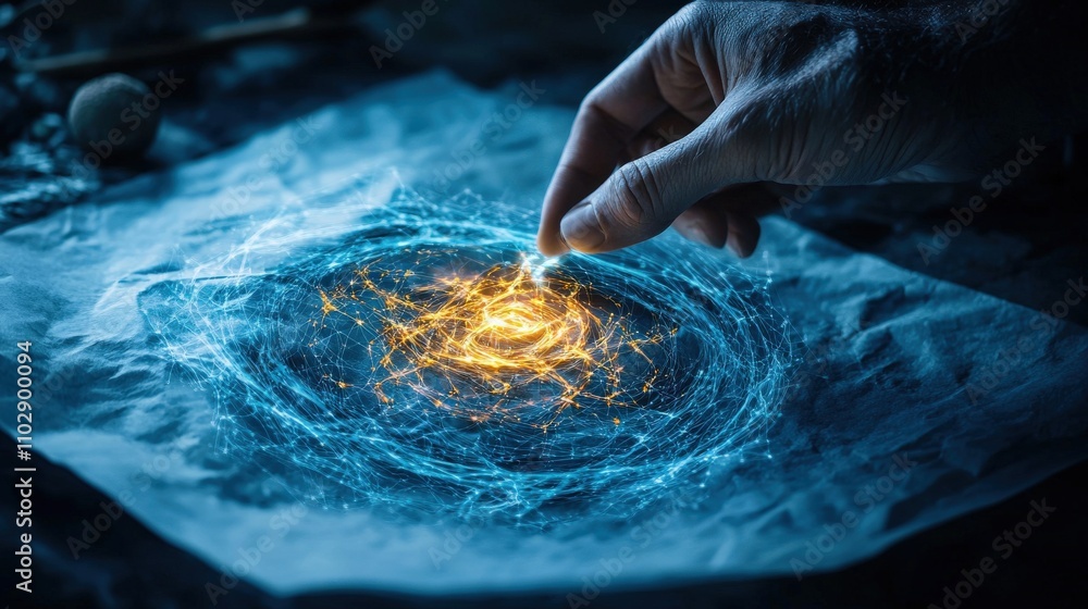 Poster mystical energy manipulation cosmic realm digital art abstract environment close-up view creative co