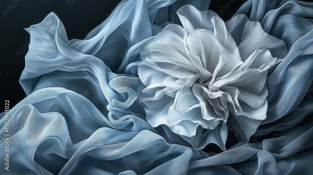Poster Delicate paper folds creating a flower studio setting macro photography artistic environment close-up view design concept
