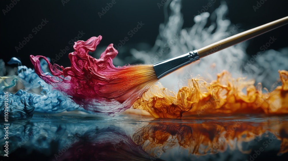 Aufkleber brush painting action with fluid dynamics abstract environment artistic viewpoint colorful visuals f
