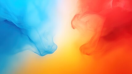 Abstract fluid background with vibrant swirling colors blending from blue to orange and red, creating a dreamy and ethereal atmosphere for artistic design use.