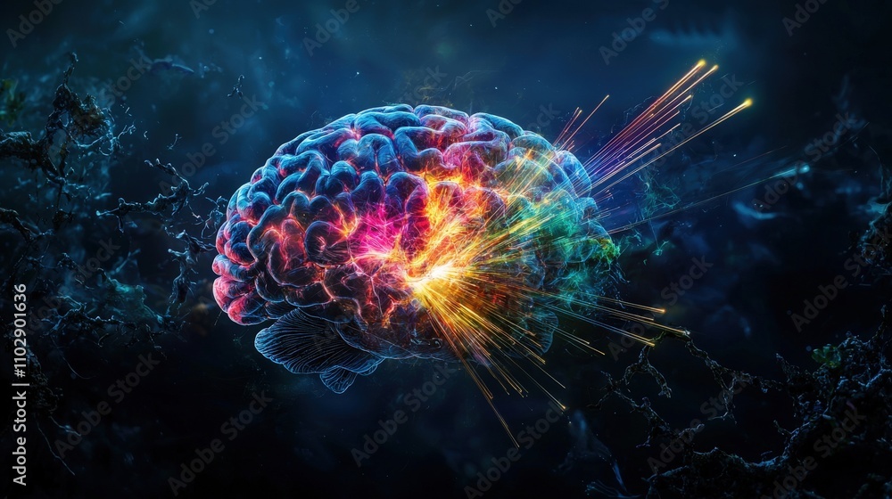 Aufkleber Dynamic brainstorming event abstract digital space graphic design tech environment vibrant viewpoint creativity concept