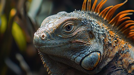 Fototapeta premium Close-Up of Green Iguana Eye
