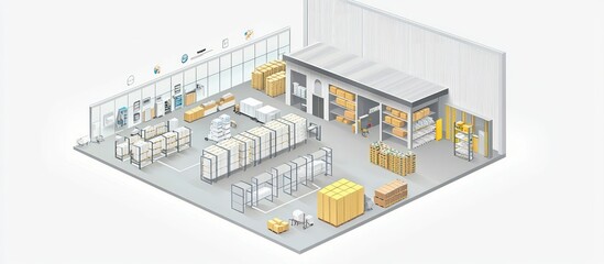 Contemporary warehouse design focusing on efficient logistics and streamlined storage.