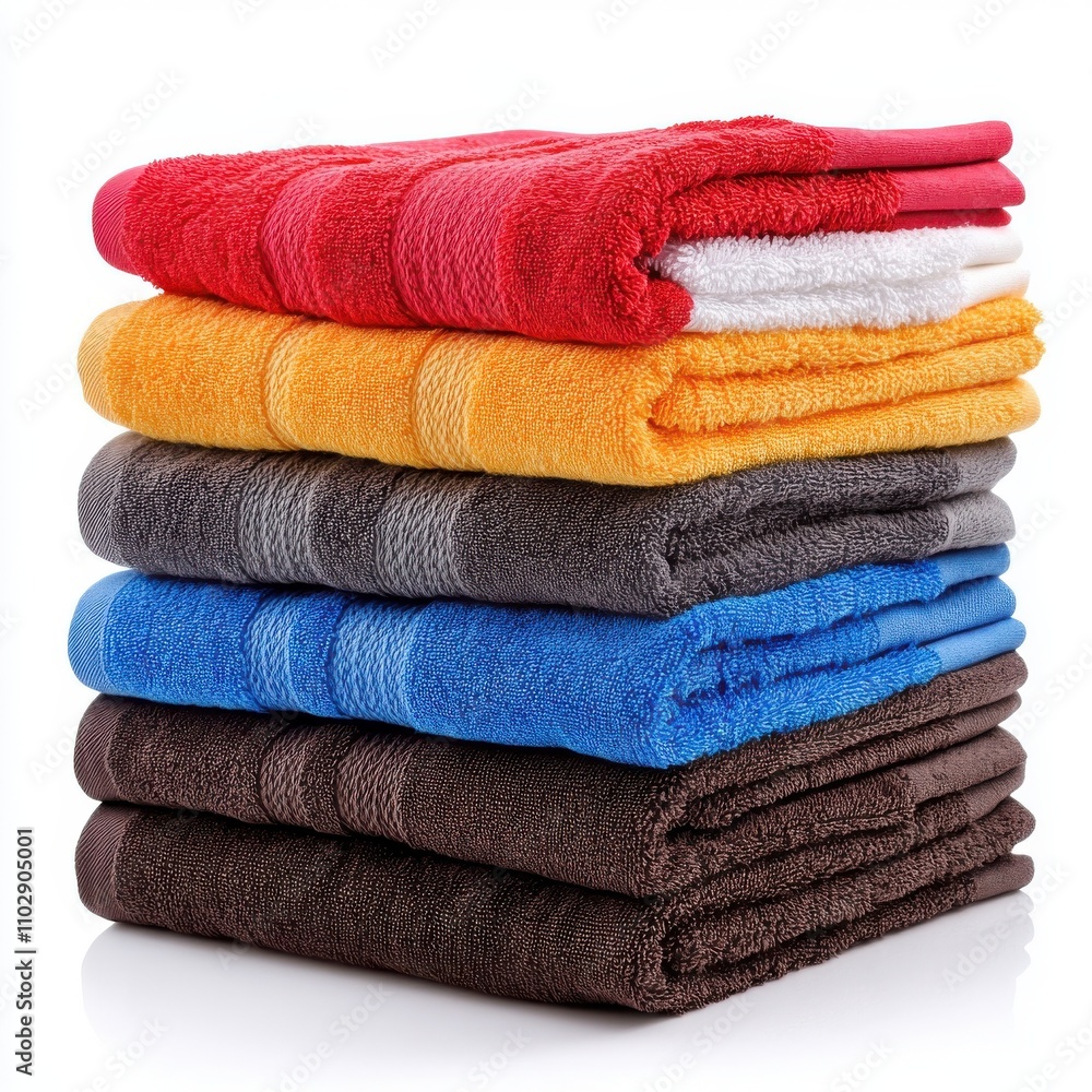 Poster stack of towels isolated on white background