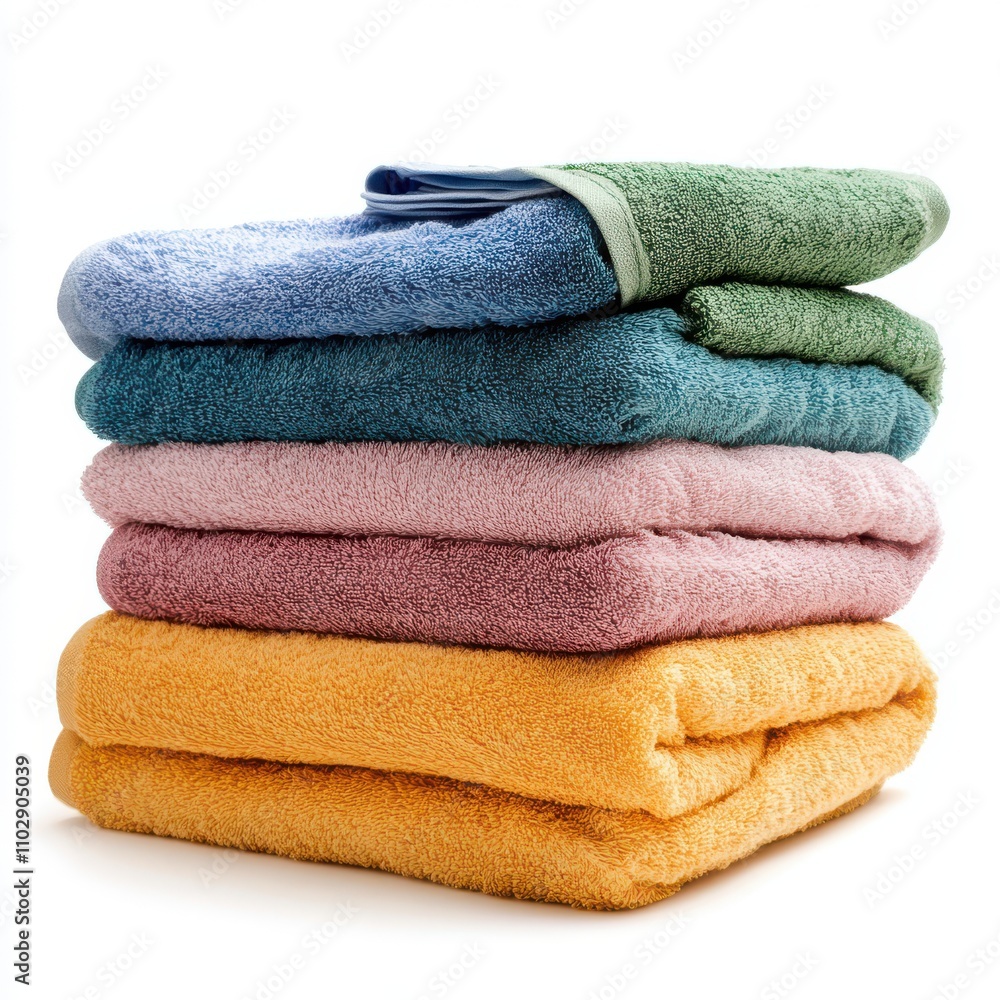 Poster stack of towels isolated on white background