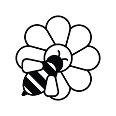 bee glyph icon with white background vector stock illustration