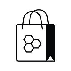 shopping bag glyph icon with white background vector stock illustration