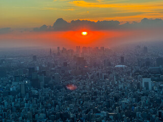 Sunset Over The Tokyo City Japan