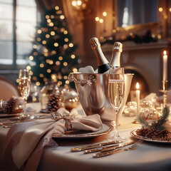 Naklejka premium Christmas Festive Dinner Table