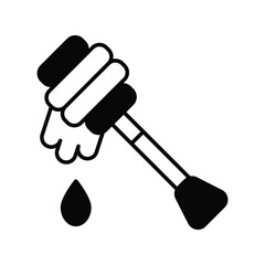 honey dipper glyph icon with white background vector stock illustration