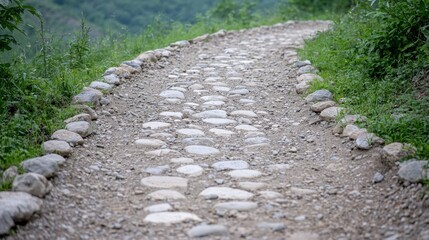 Winding Stone Path  Nature Trail  Hiking  Rural Road  Cobblestone  Gravel  Outdoor Adventu