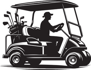 Golf cart vehicle driving silhouette vector illustration isolated on a white background © Md Hasan