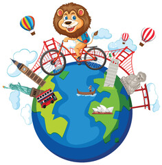 Lion Biking Around the World