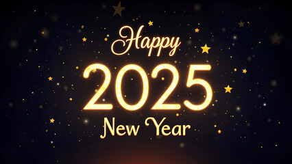 Happy New Year 2025 Gold Text Design. Concept of celebration, holiday, and party.