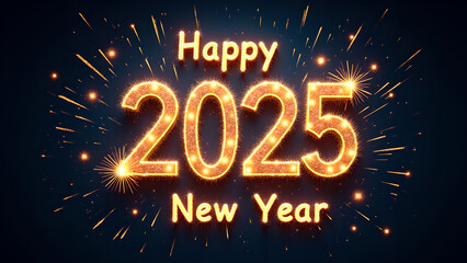 Happy New Year 2025 with Sparkling Lights. Concept of celebration, holiday, and party.