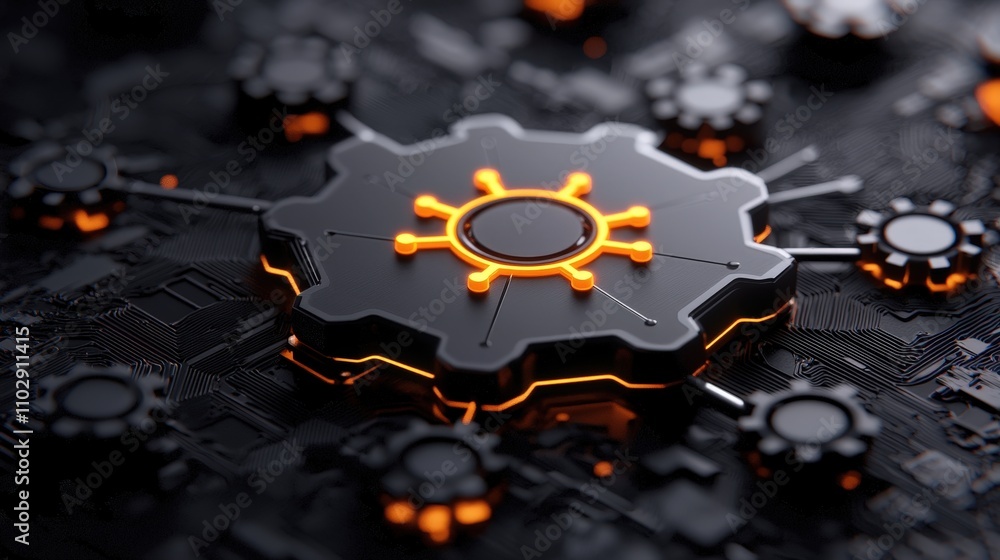 Poster futuristic network digital technology interconnected nodes glowing circuits abstract c