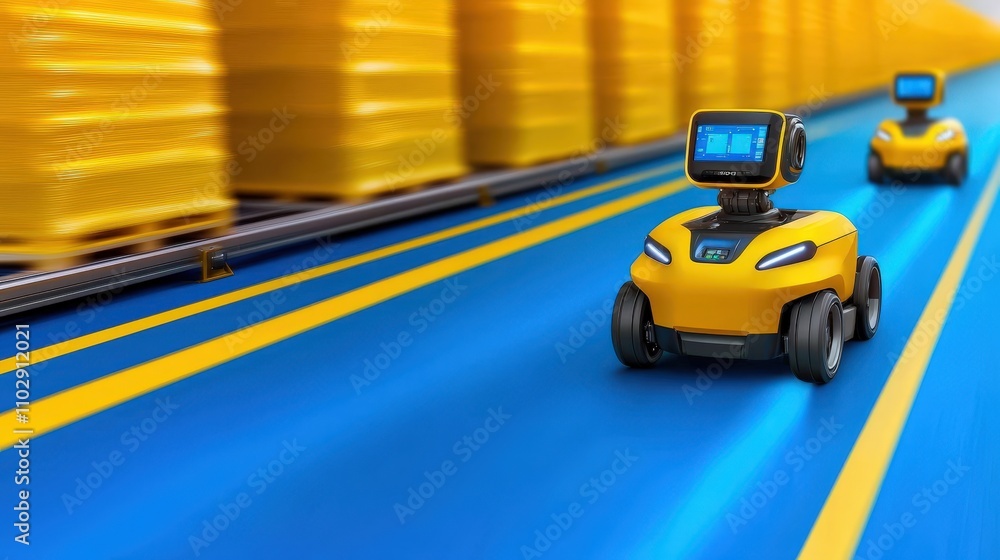 Poster automated warehouse robots future of logistics efficiency and technology