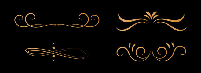 Calligraphic ornamental element set