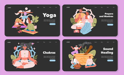 Fototapeta premium Spiritual Practices. Flat Vector Illustration