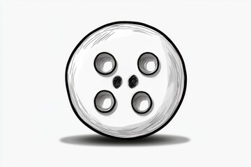 A minimalist depiction of a sewing button with four holes, drawn in a clean, single-line style