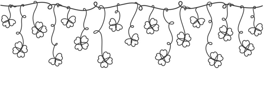 st patrick festival line art background clover pattern vector illustration