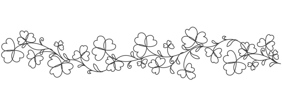 st patrick festival line art background clover pattern vector illustration