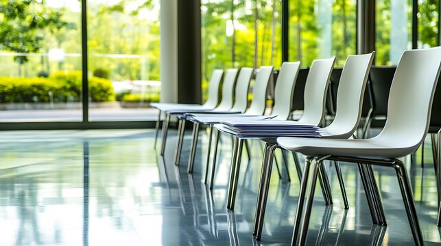 Empty meeting room with scattered budget papers and vacant chairs, symbolizing the aftermath of intense decision-making and strategic planning sessions.