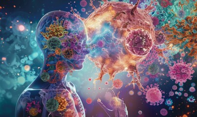 A vivid representation of immunotherapy, medical approach that leverages the body's immune system to fight diseases. Intersection of science and the body's innate healing power