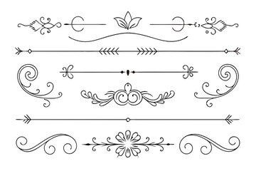 Elegant Line Drawings Decorative Dividers, Swirls, and Frames for Text