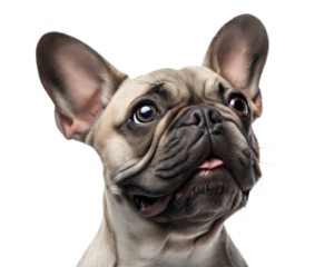 French bulldog portrait isolated on white background. French bulldog headshot on white background