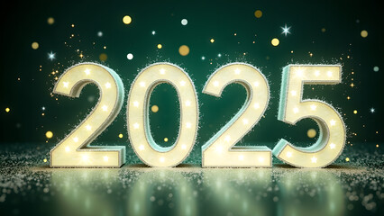 2025 New Year Celebration with Illuminated Numbers. Concept of celebration, hope, and new beginnings.
