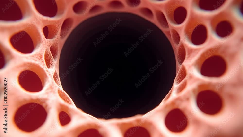 Poster a vibrant close-up of a textured surface, intricate, honeycomb-like patterns in varying shades of pi
