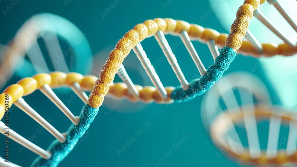 Poster a close-up view of a dna double helix,intricate structure