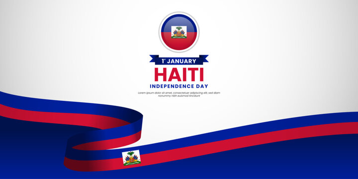 haiti Independence Day illustration vector background with waving ribbon flag