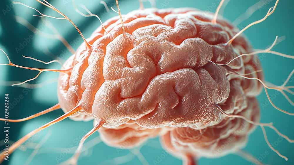 Poster a close-up of a brain with intricate details
