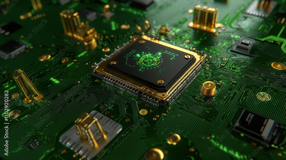 Poster High Tech Circuit Board  CPU  Microchip  Technology  Electronics  Innovation  Green PCB  G