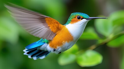 Fototapeta premium Vibrant Hummingbird in Flight Nature Wildlife Photography Tropical Bird