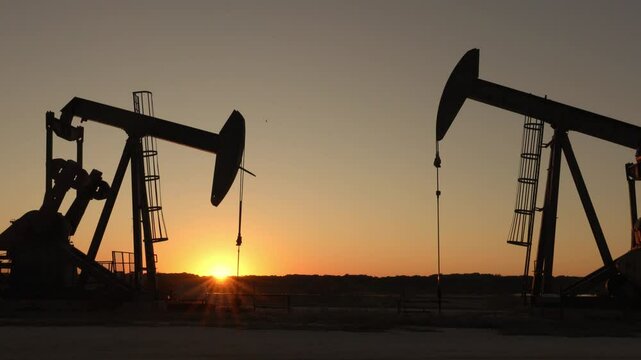 oil pump in sunset