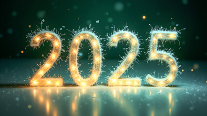 2025 New Year Festive Lights. Concept of celebration, hope, and future.