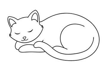 Sleeping Cat Vector Illustration Minimalist Line Drawing Design