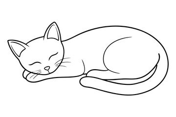 Sleeping Cat Vector Illustration Minimalist Line Drawing Design