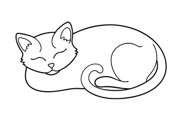 Sleeping Cat Vector Illustration Minimalist Line Drawing Design