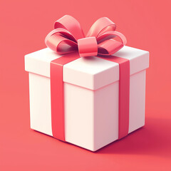 Obraz premium white Gift Box with Pink Bow